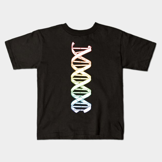 DNA Double Helix Rainbow Rosalind Watson Crick SCIENCE Biology Kids T-Shirt by labstud